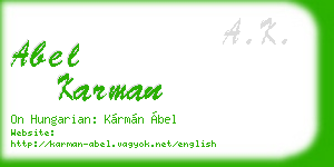 abel karman business card